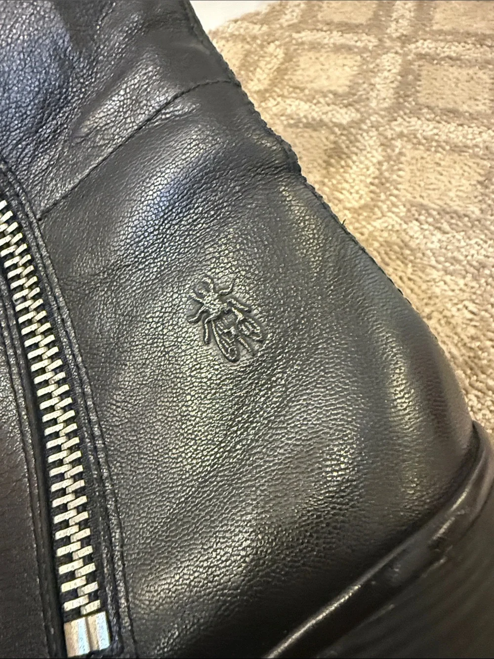 Fly London women’s black leather wedge boots zip up with silver hardware chunky